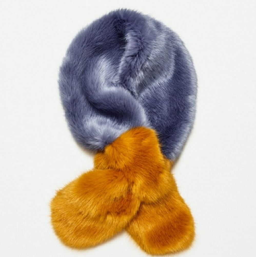 Zara Colorblock Faux Fur Stole Scarf